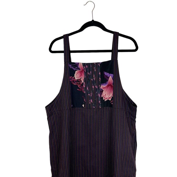 NEW KOOS Of Course Mixed Print Dress Size L Overalls Smock Floral Art to Wear - Picture 3 of 10